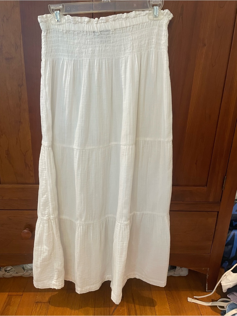 GAP gauze White Smocked Waist Tiered Maxi Skirt - Picture 2 of 3